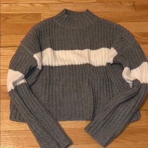 Grey sweater with slight turtle neck